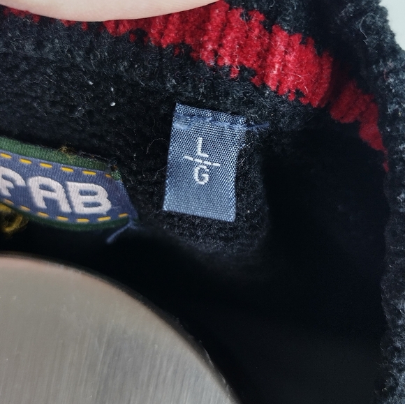 VTG Prefab Men Crew Neck Velveteen Sweater Size Lg Argyle Print Diamond - Picture 13 of 16